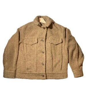 Vince Teddy Sherpa Trucker Jacket Brown Faux Shearling Size 2 / XS